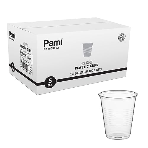 PAMI Disposable Clear Plastic Cups 5 oz,BPA-Free,Stackable,Leakproof,2400